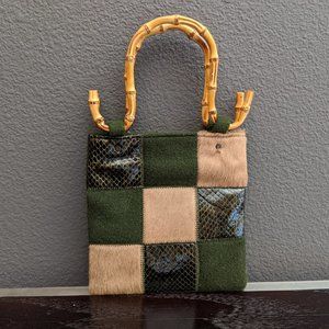 Italian Handbag with Various Texture Patchwork